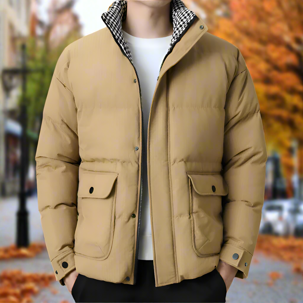 Houndstooth Quilted Jacket for Men