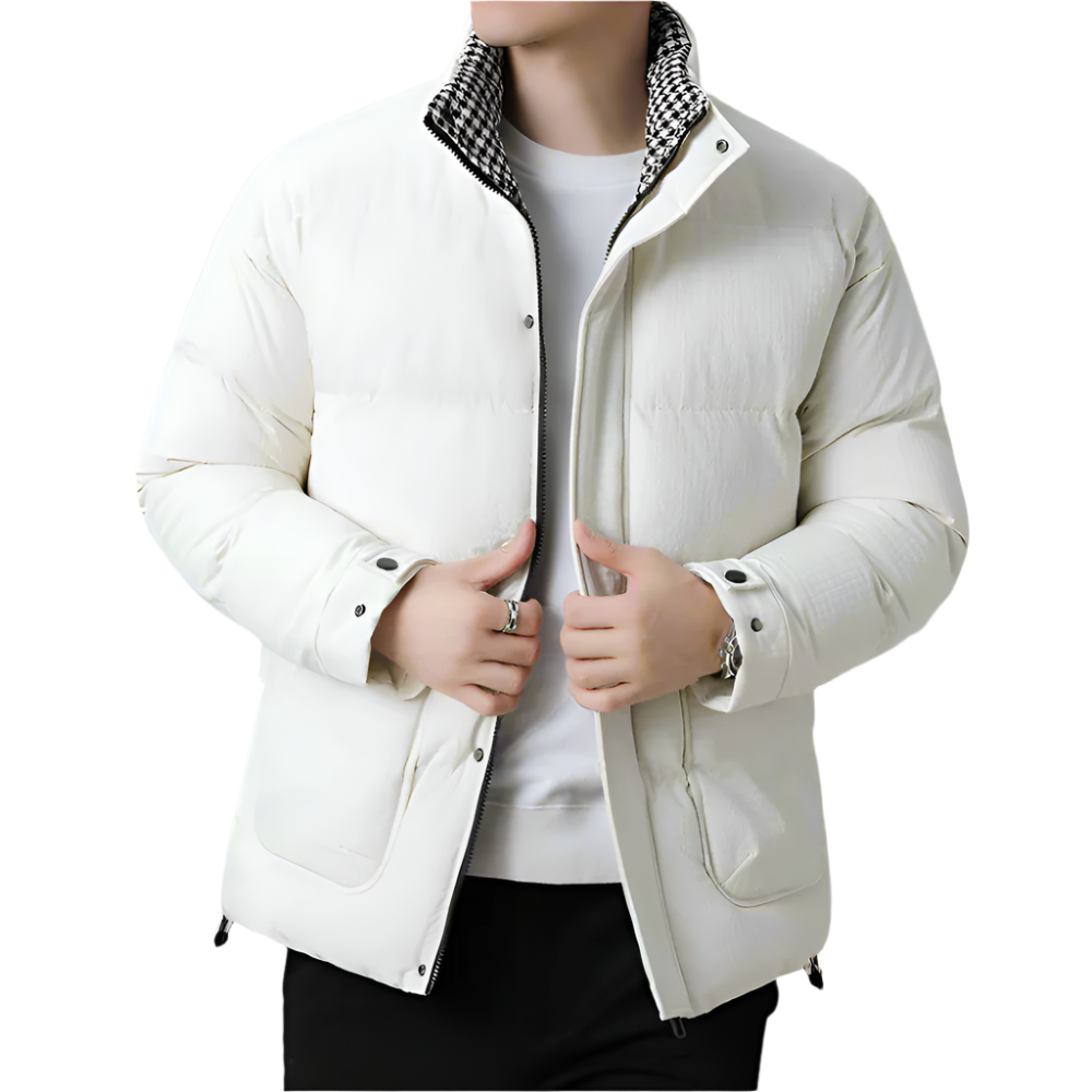 Houndstooth Quilted Jacket for Men
