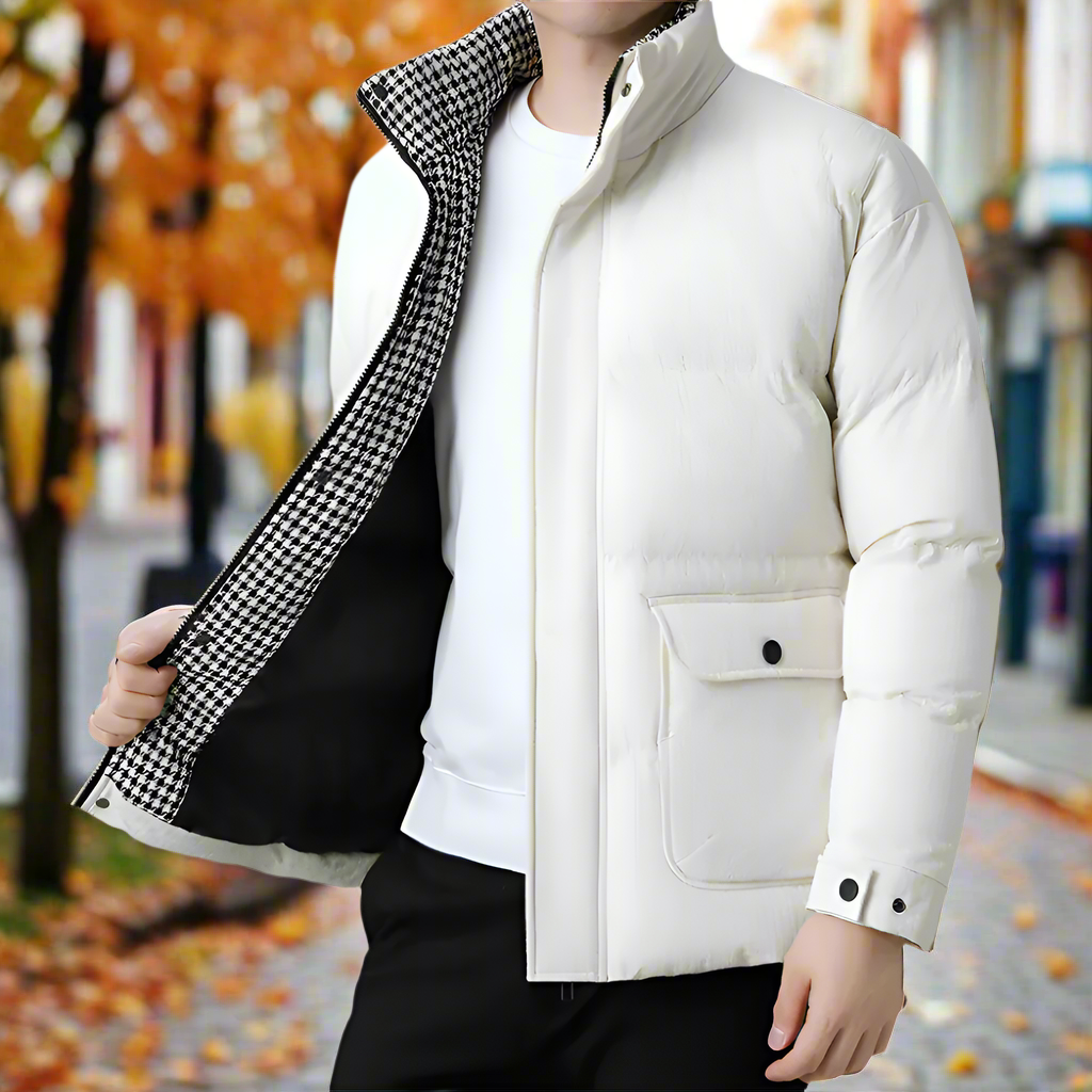 Houndstooth Quilted Jacket for Men