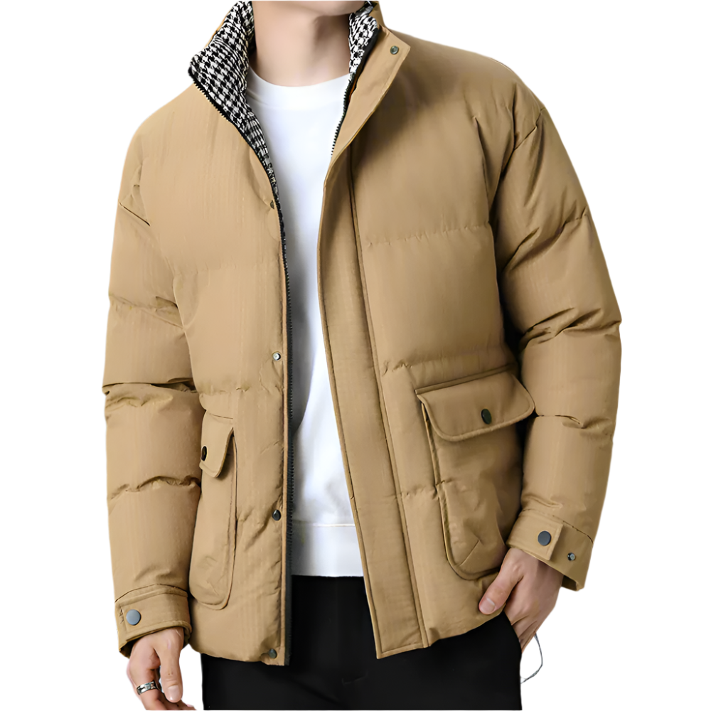Houndstooth Quilted Jacket for Men