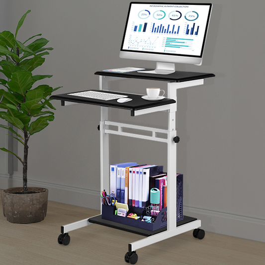 Lockable Wheeled 3-Tier Height-Adjustable Laptop Stand