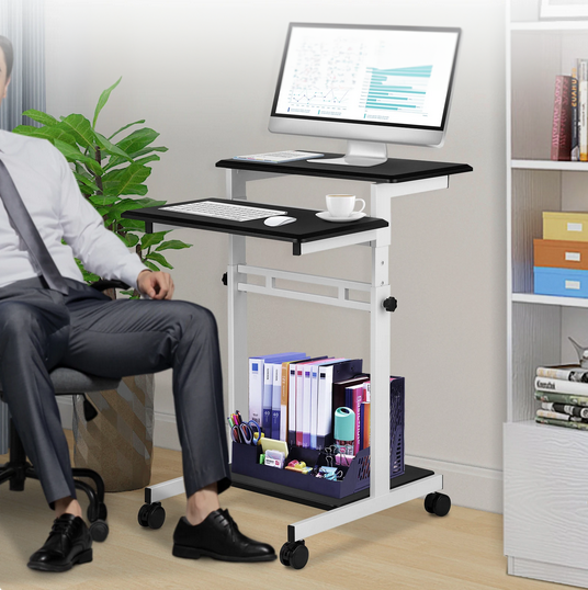Lockable Wheeled 3-Tier Height-Adjustable Laptop Stand