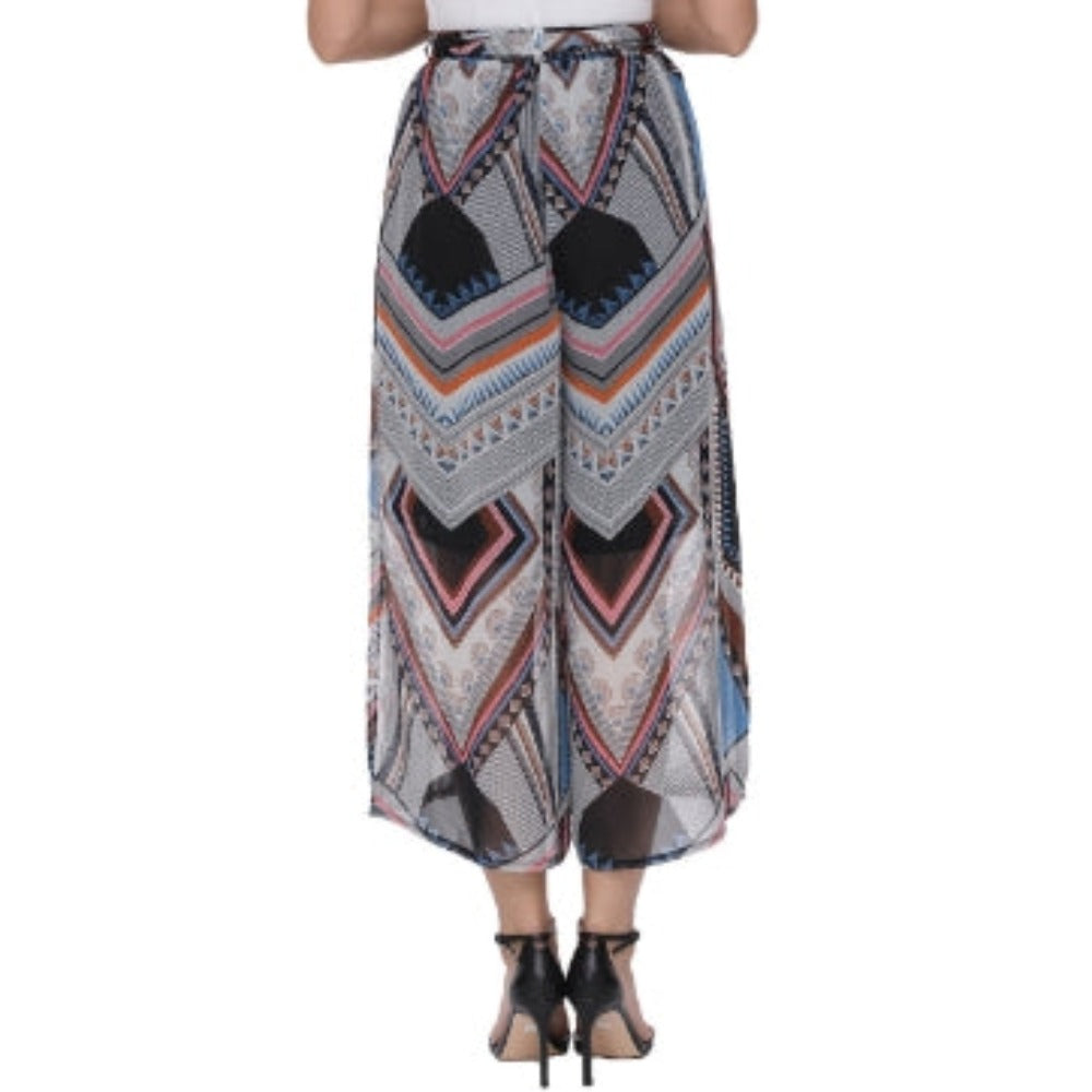 Flowing Patterned Wide-Leg Trousers