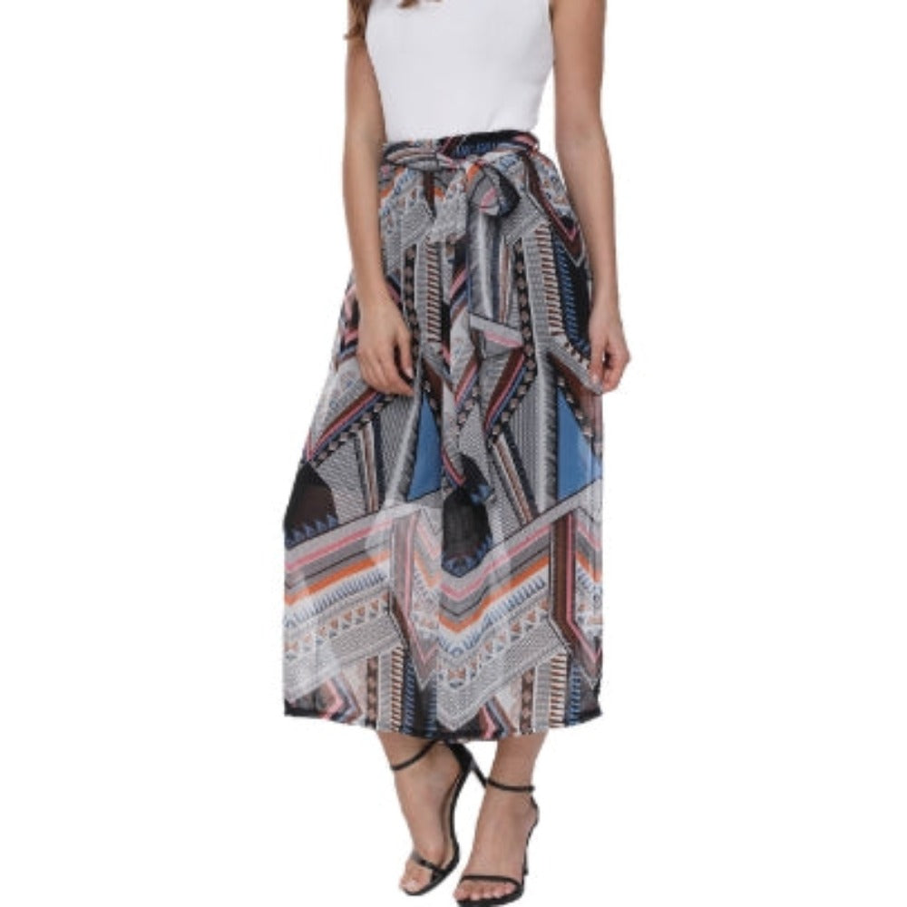 Flowing Patterned Wide-Leg Trousers
