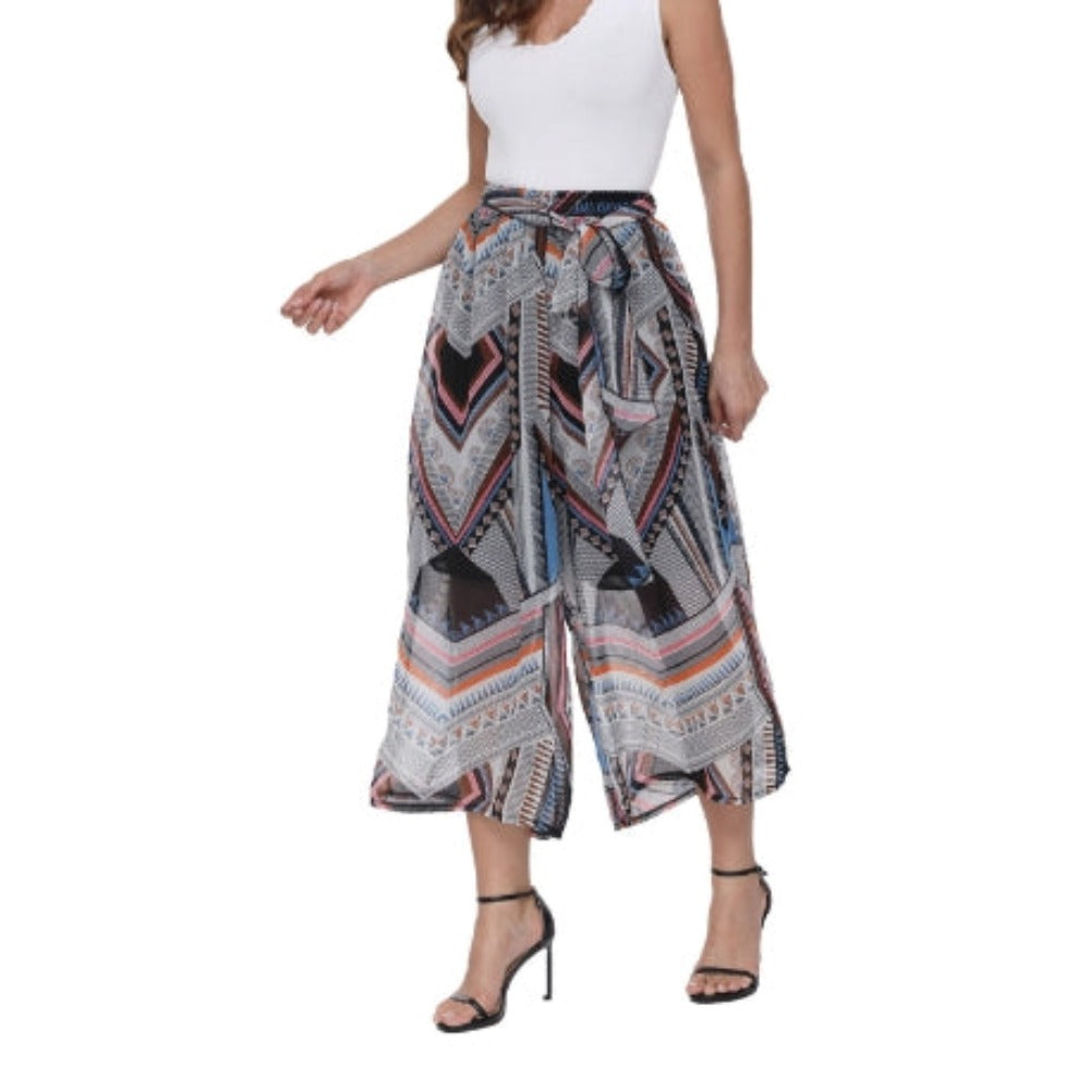 Flowing Patterned Wide-Leg Trousers