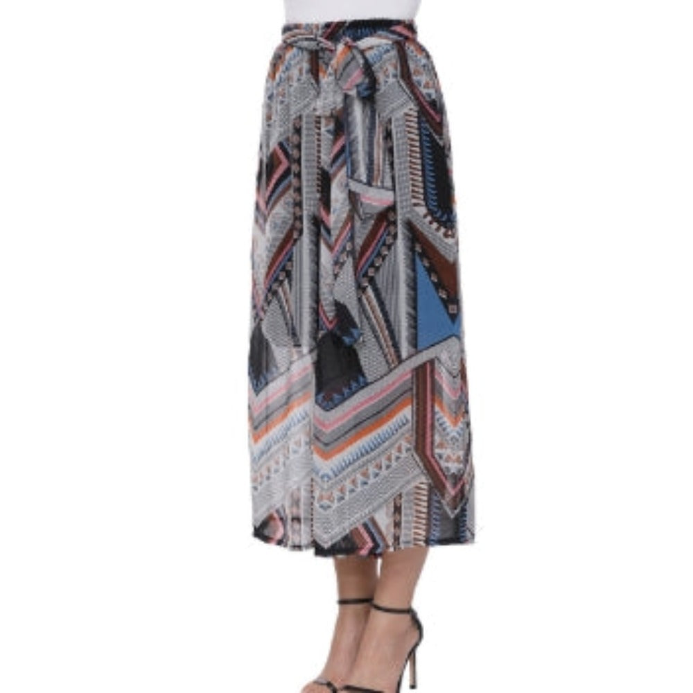 Flowing Patterned Wide-Leg Trousers