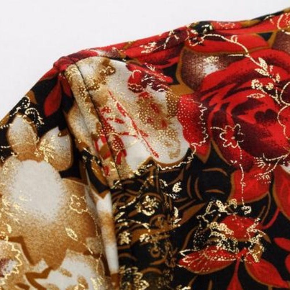 Red Floral Short Sleeve Shirt for Men