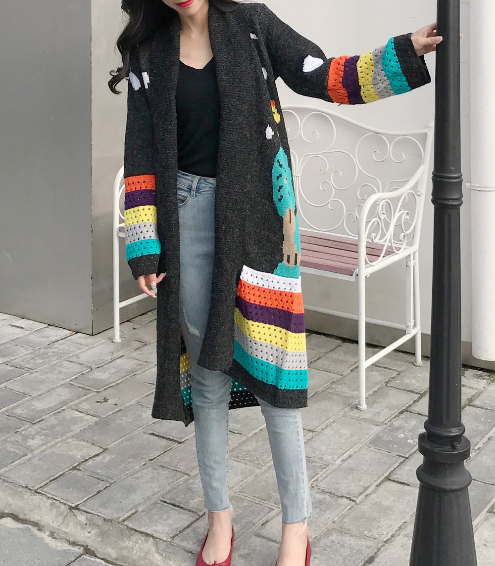 Long Graphic Cardigan for Women