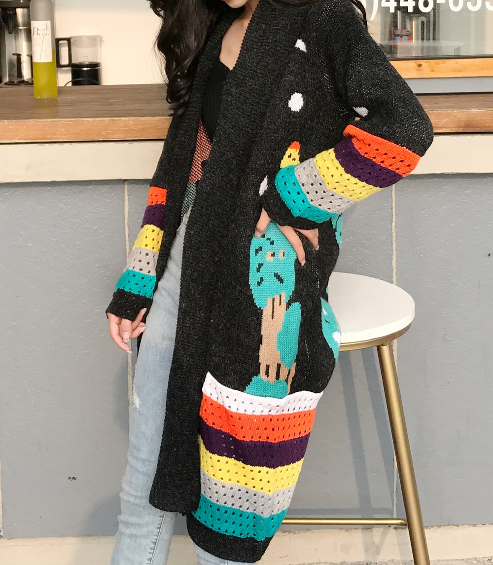 Long Graphic Cardigan for Women