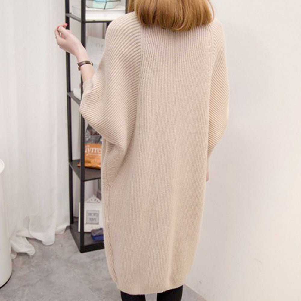 Knitted Cardigan with Mid-Length and Open Front for Women