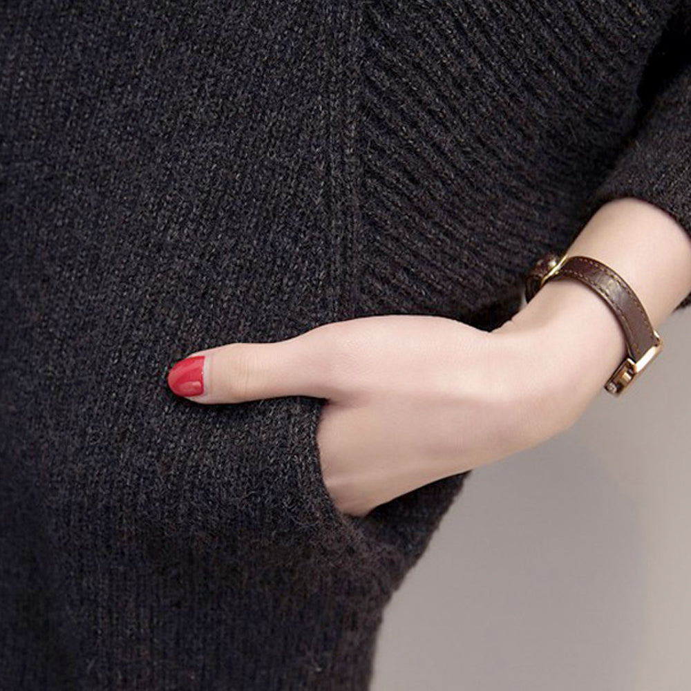 Knitted Cardigan with Mid-Length and Open Front for Women