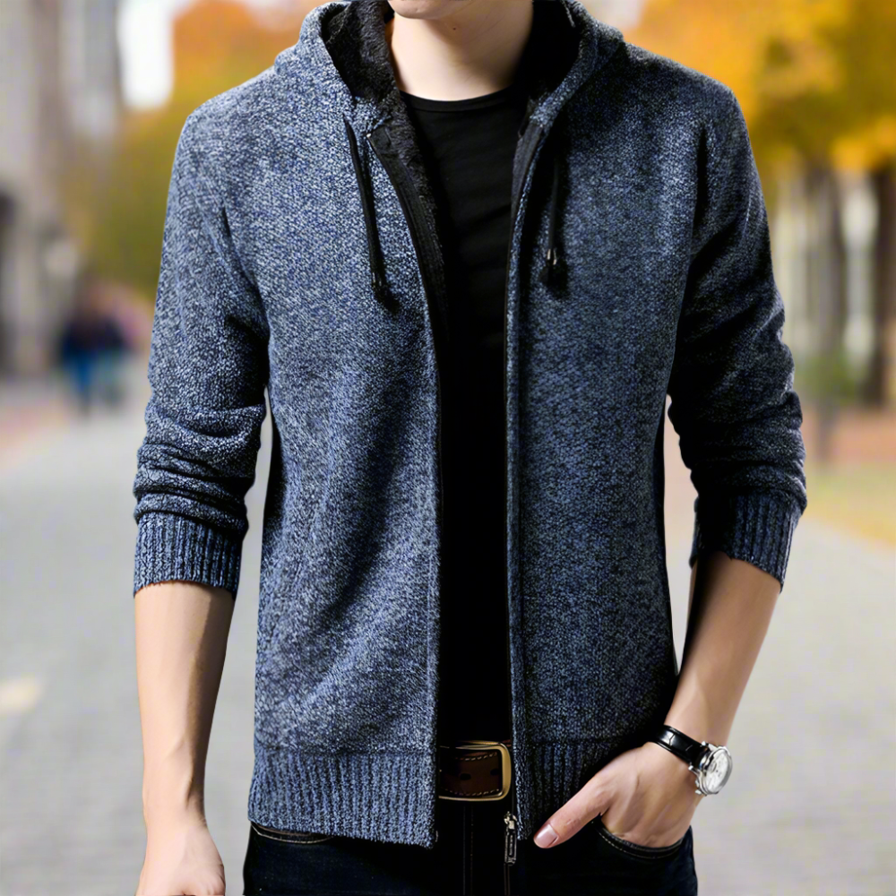 Gray Hooded Zip Jacket for Men