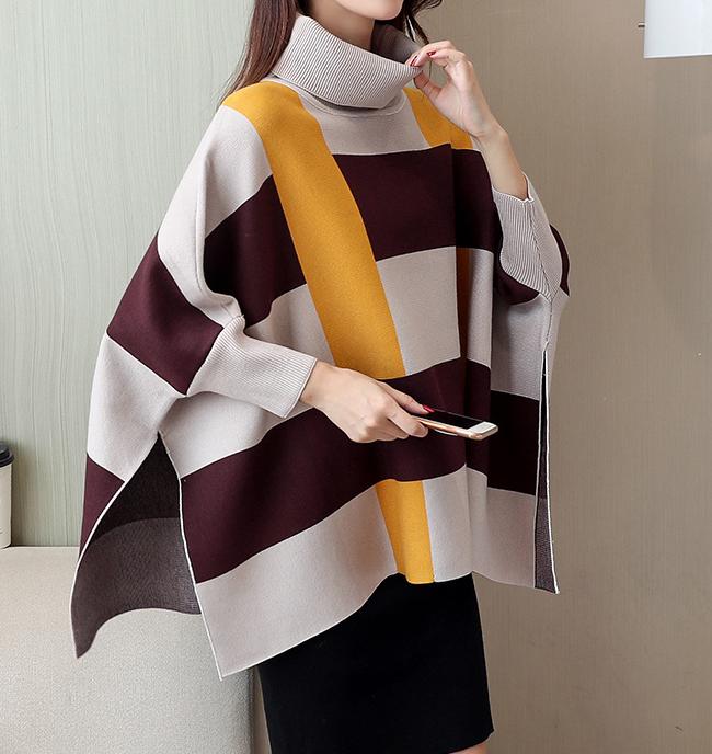 Plaid Striped Women's Sweater Cape