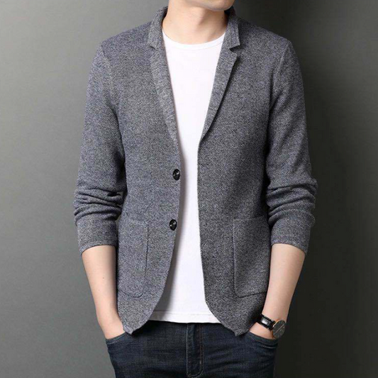 Knit Blazer Cardigan for Men with a Stylish Stand Collar