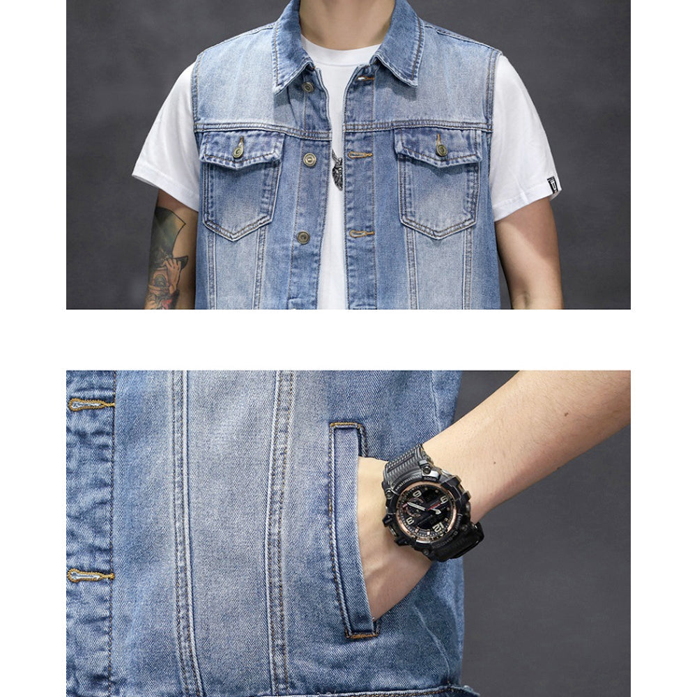Faded Denim Men's Buttoned Vest