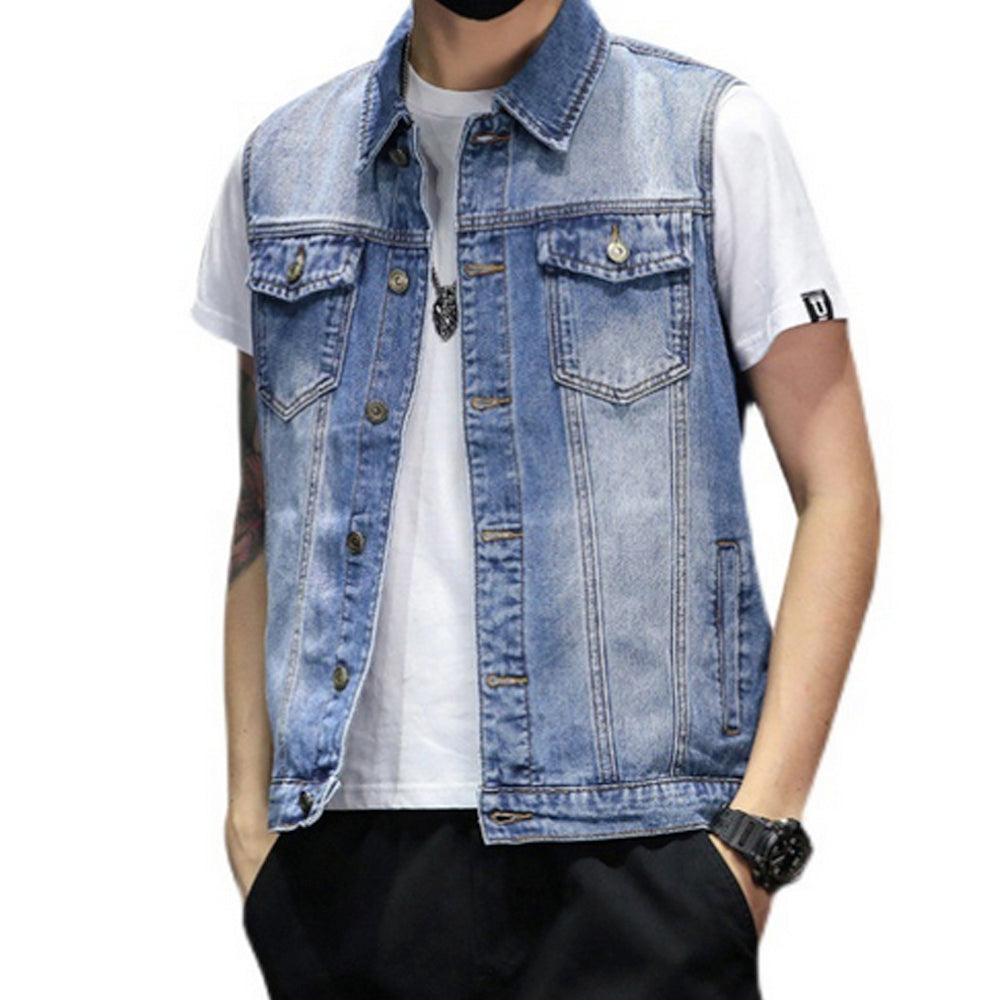 Faded Denim Men's Buttoned Vest