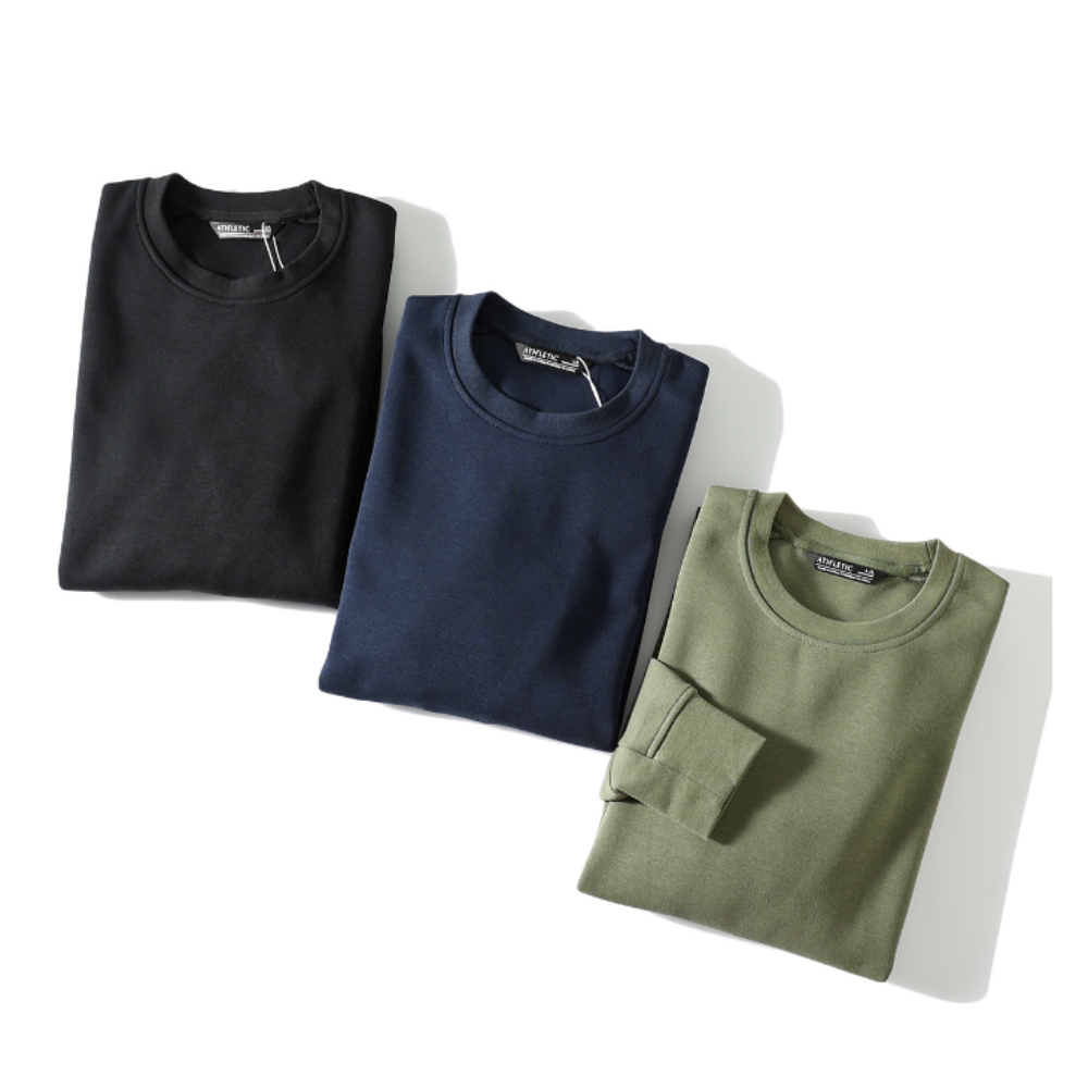 Round Neck Men's Sweatshirt with Sleeve Pocket