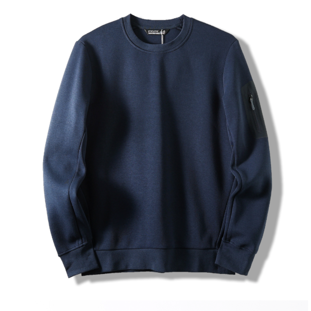 Round Neck Men's Sweatshirt with Sleeve Pocket