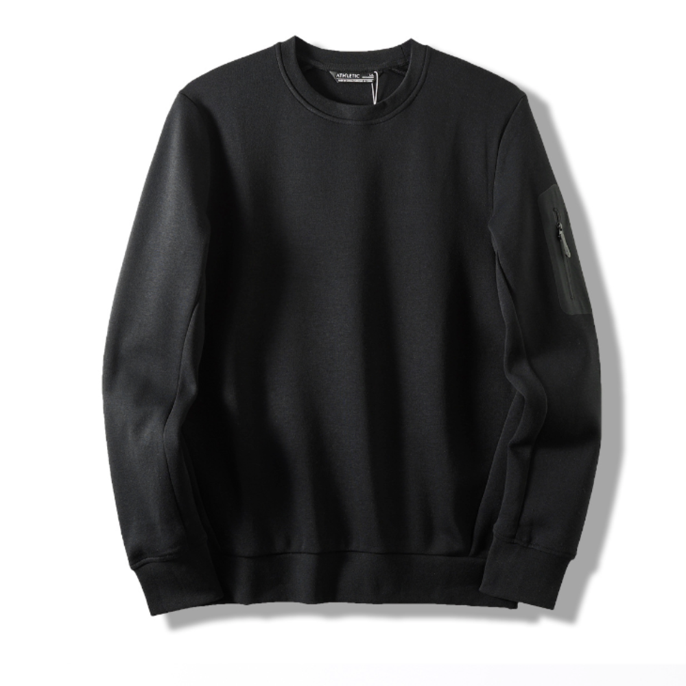 Round Neck Men's Sweatshirt with Sleeve Pocket
