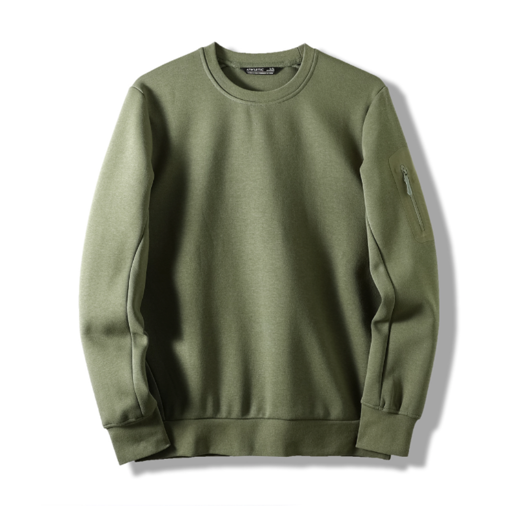 Round Neck Men's Sweatshirt with Sleeve Pocket