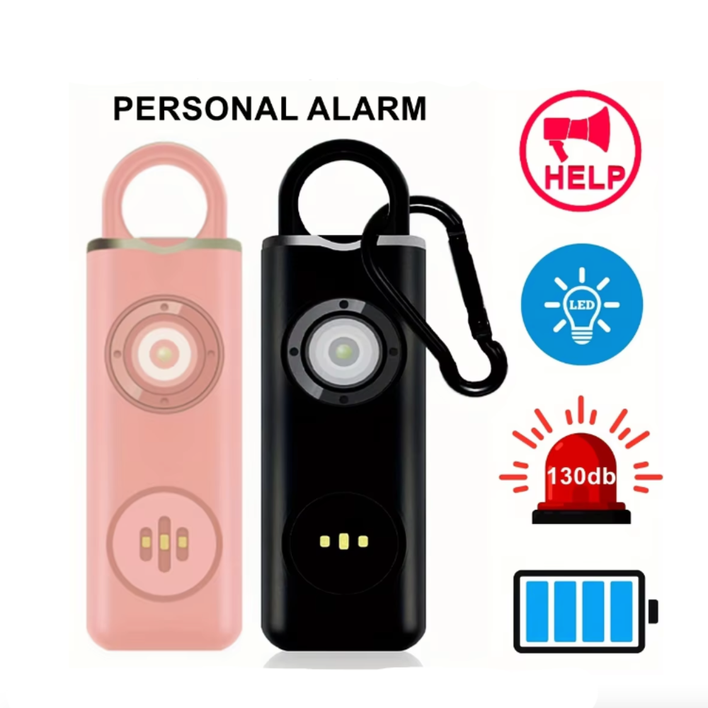 Personal Safety Keychain with Rechargeable Alarm and Flashlight