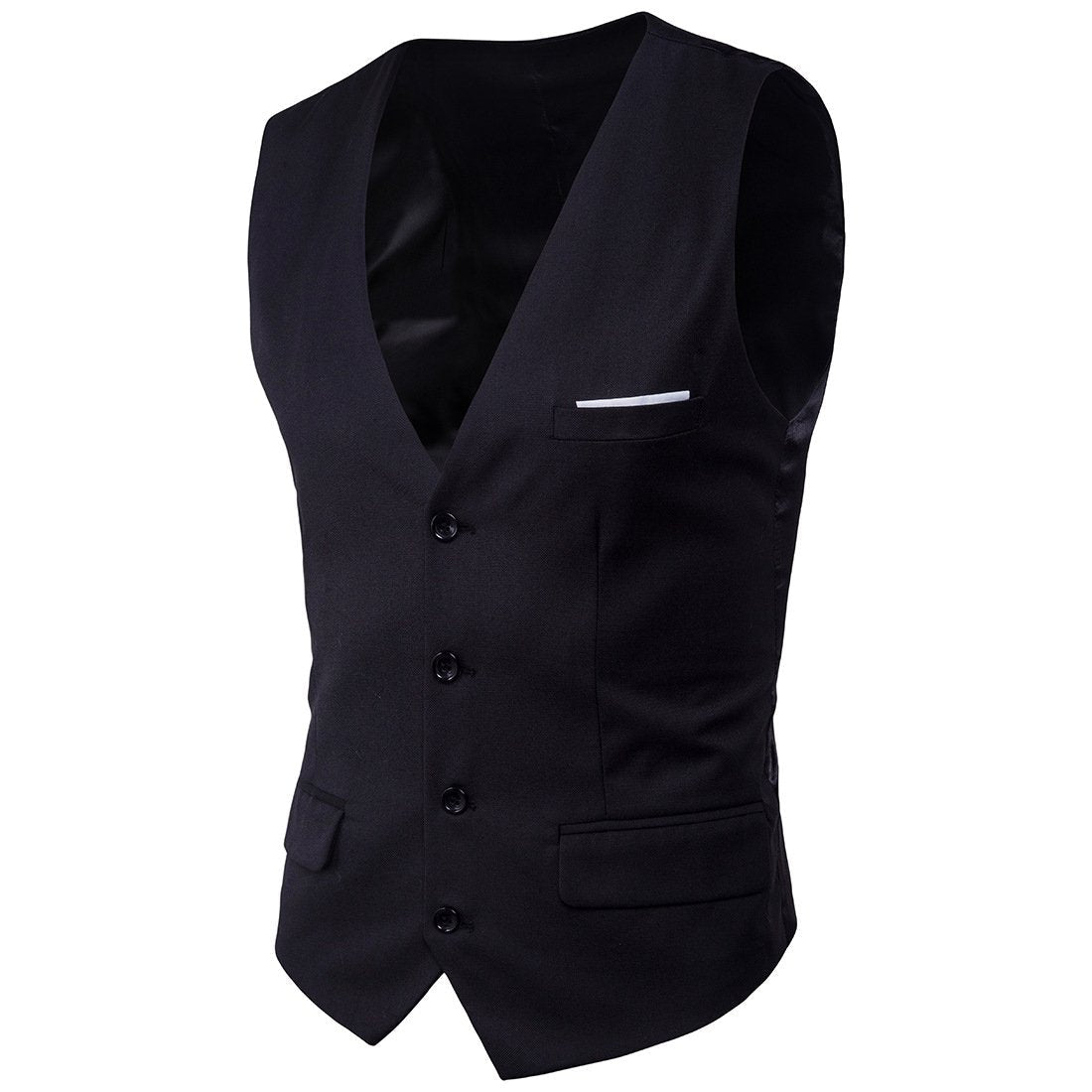 Slim Fit Pocketed Button-Down Men's Vest
