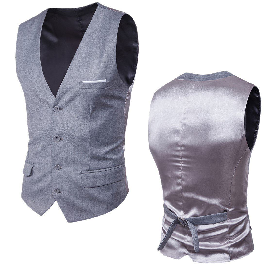 Slim Fit Pocketed Button-Down Men's Vest
