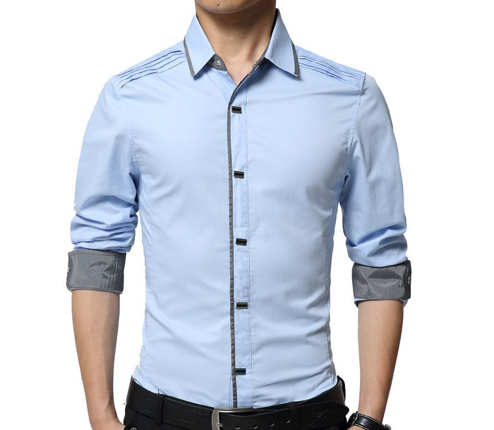 Black Men's Shirt with Shoulder Layering Details