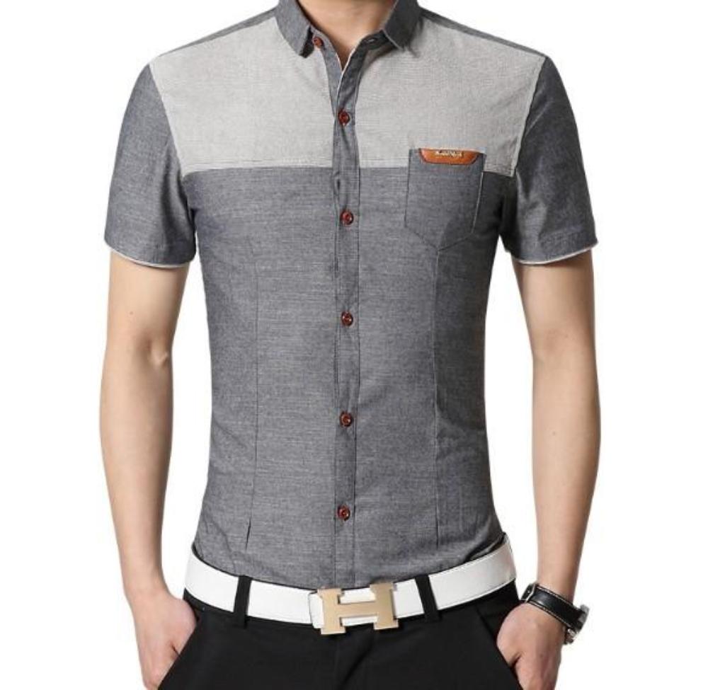 Color Block Men's Denim Shirt