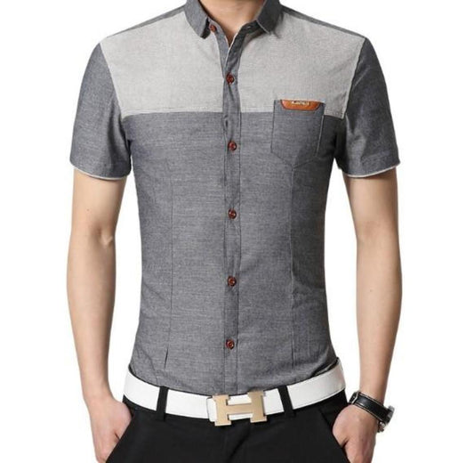 Color Block Men's Denim Shirt