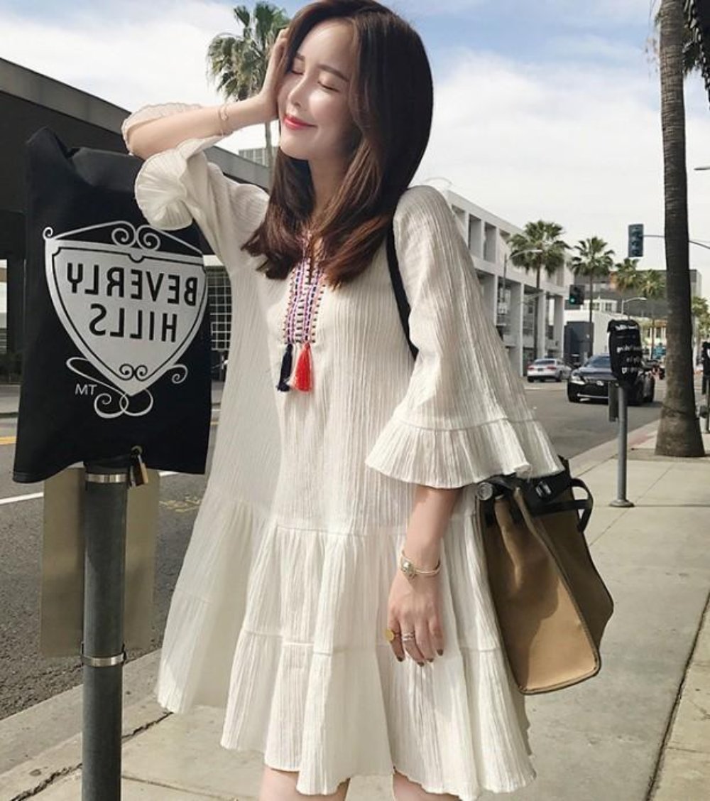 Flared Sleeve Summer Dress