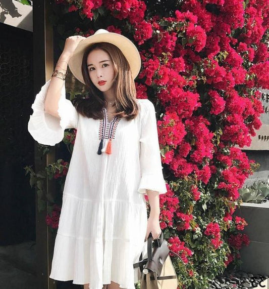 Flared Sleeve Summer Dress