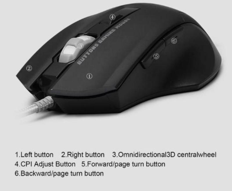 LED Optical Gaming Mouse with 6 Buttons and 2500 DPI