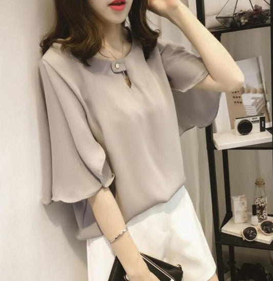 Wide Sleeve Business Casual Blouse for Women