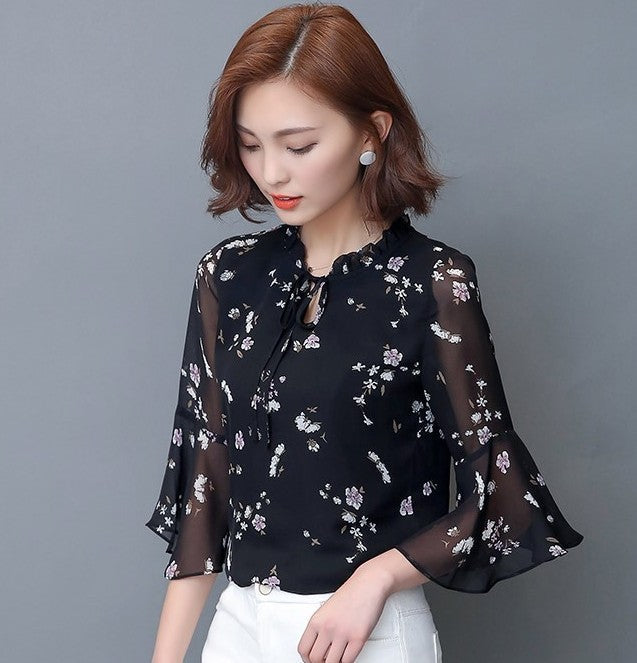 Chiffon Top with Bell Sleeves for the Summer Season
