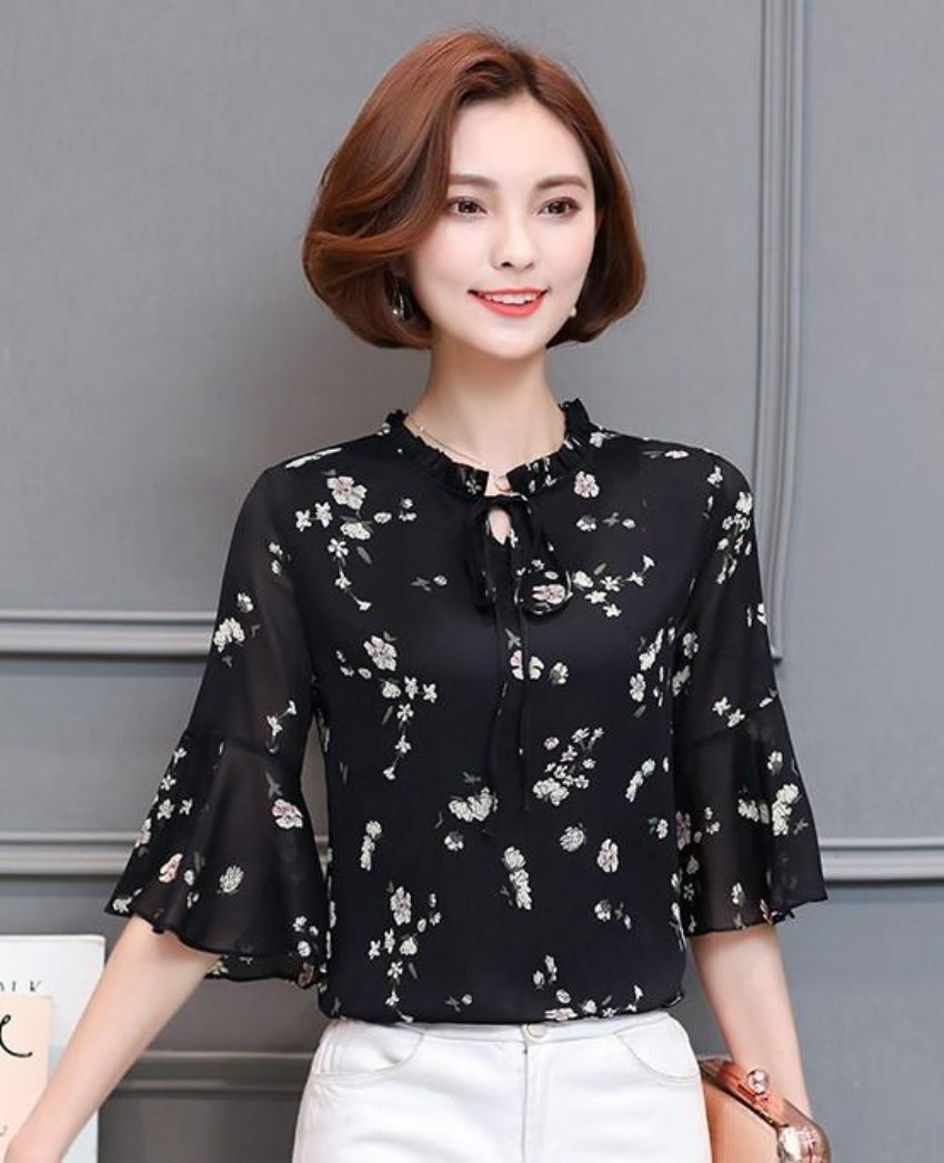 Chiffon Top with Bell Sleeves for the Summer Season
