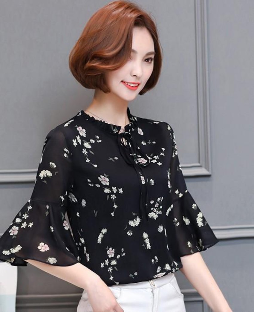 Chiffon Top with Bell Sleeves for the Summer Season