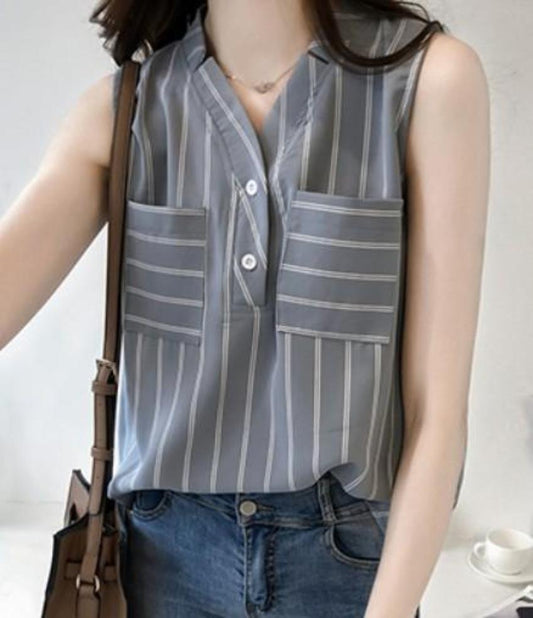 Sleeveless Women's Top with a Flattering V-Neck Design
