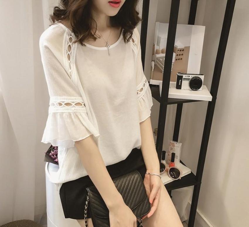 Blouse with Cut-Outs on the Quarter Sleeves