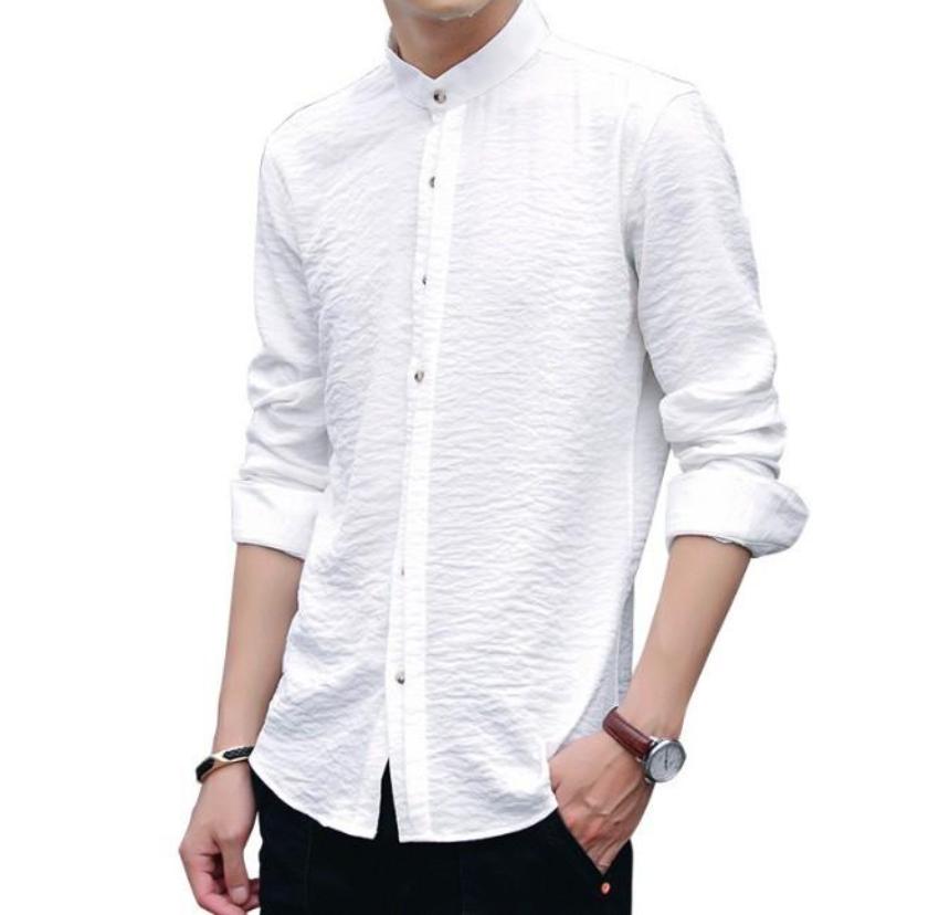 Men's Button-Up Shirt with Mandarin Collar