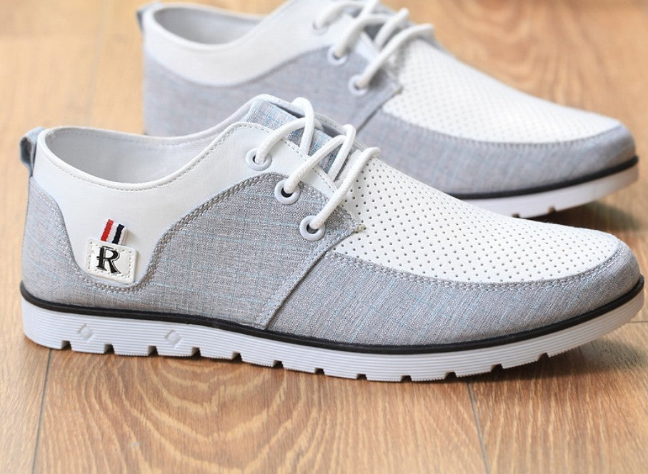 Casual Lace-Up Two Tone Sneakers for Men