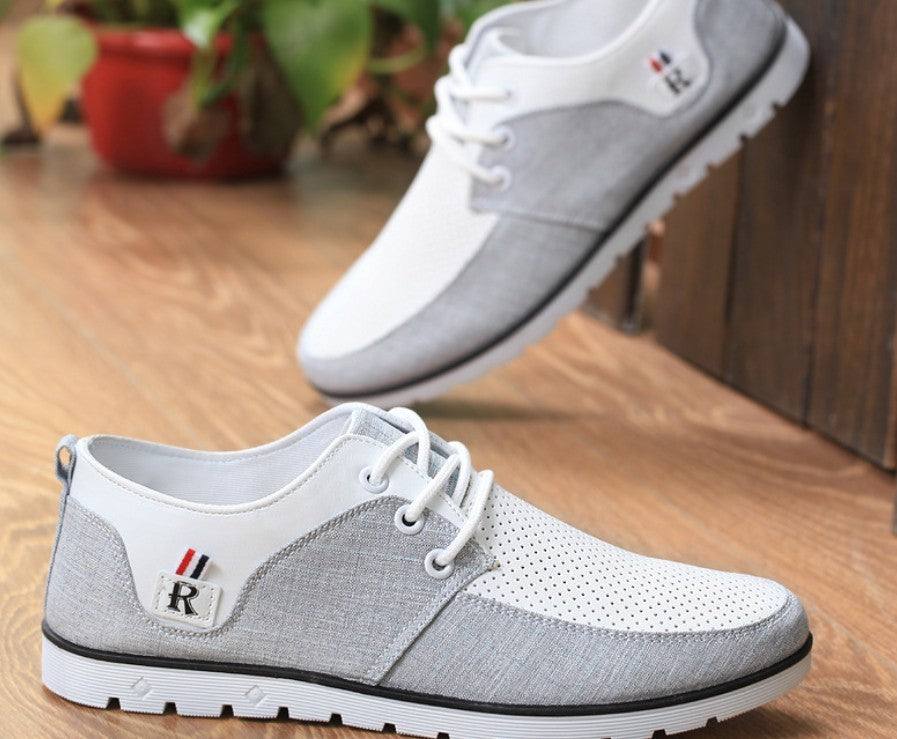 Casual Lace-Up Two Tone Sneakers for Men