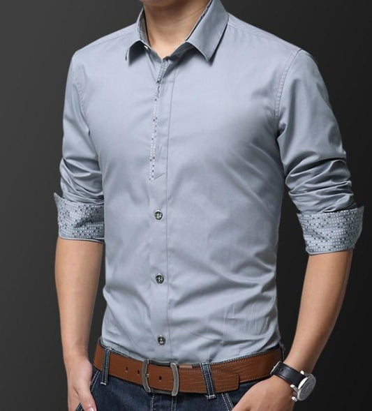 Slim Fit Button-Up Shirt for Men's Casual Wear
