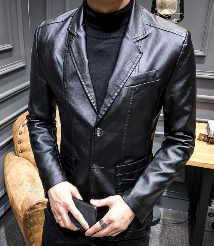 Men's Faux Leather Suit Jacket