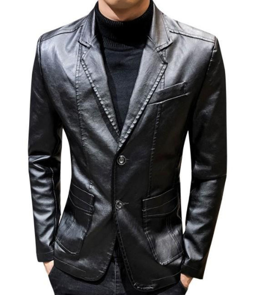 Men's Faux Leather Suit Jacket