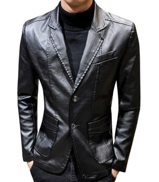 Men's Faux Leather Suit Jacket