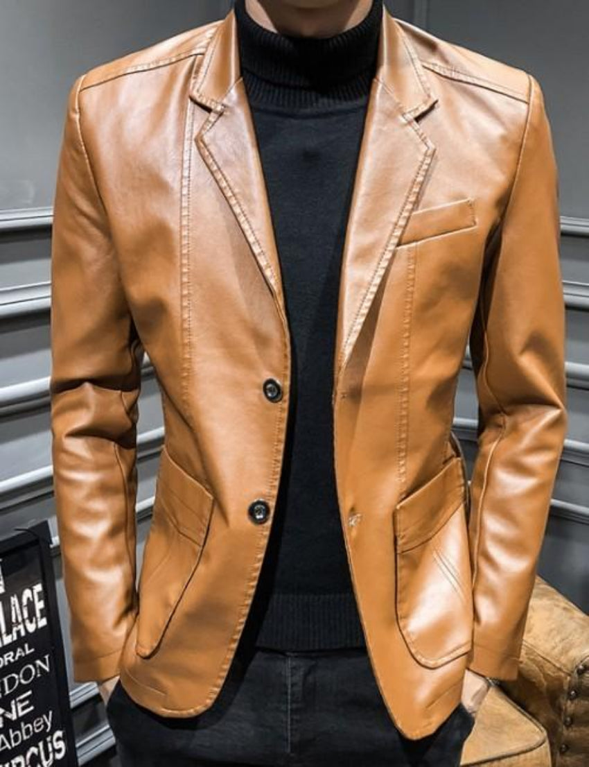 Men's Faux Leather Suit Jacket