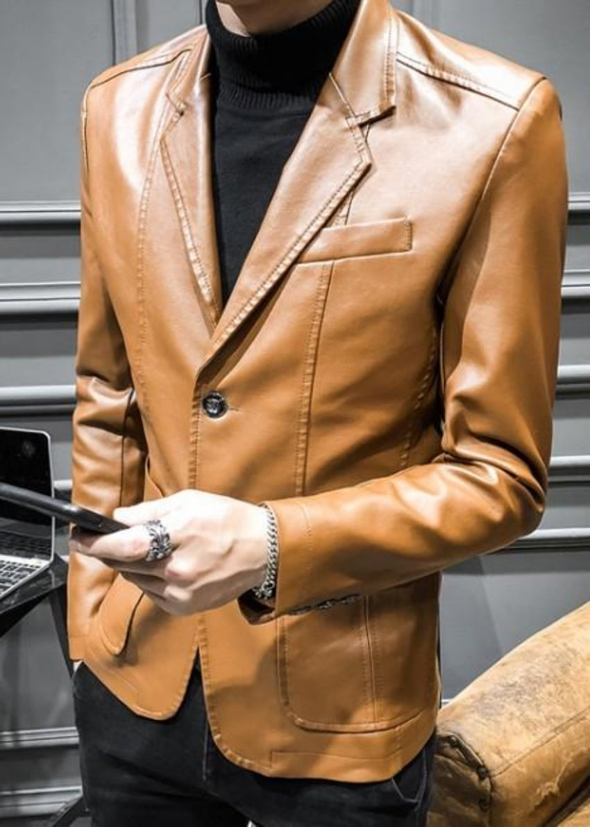 Men's Faux Leather Suit Jacket