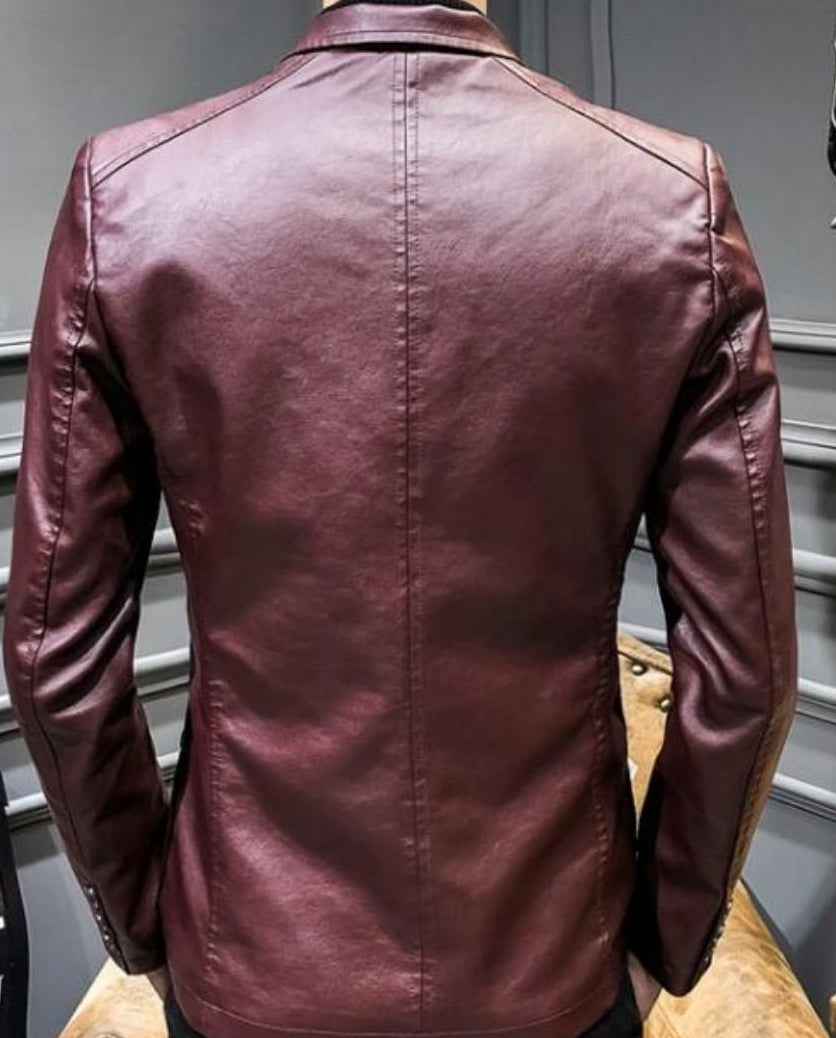 Men's Faux Leather Suit Jacket