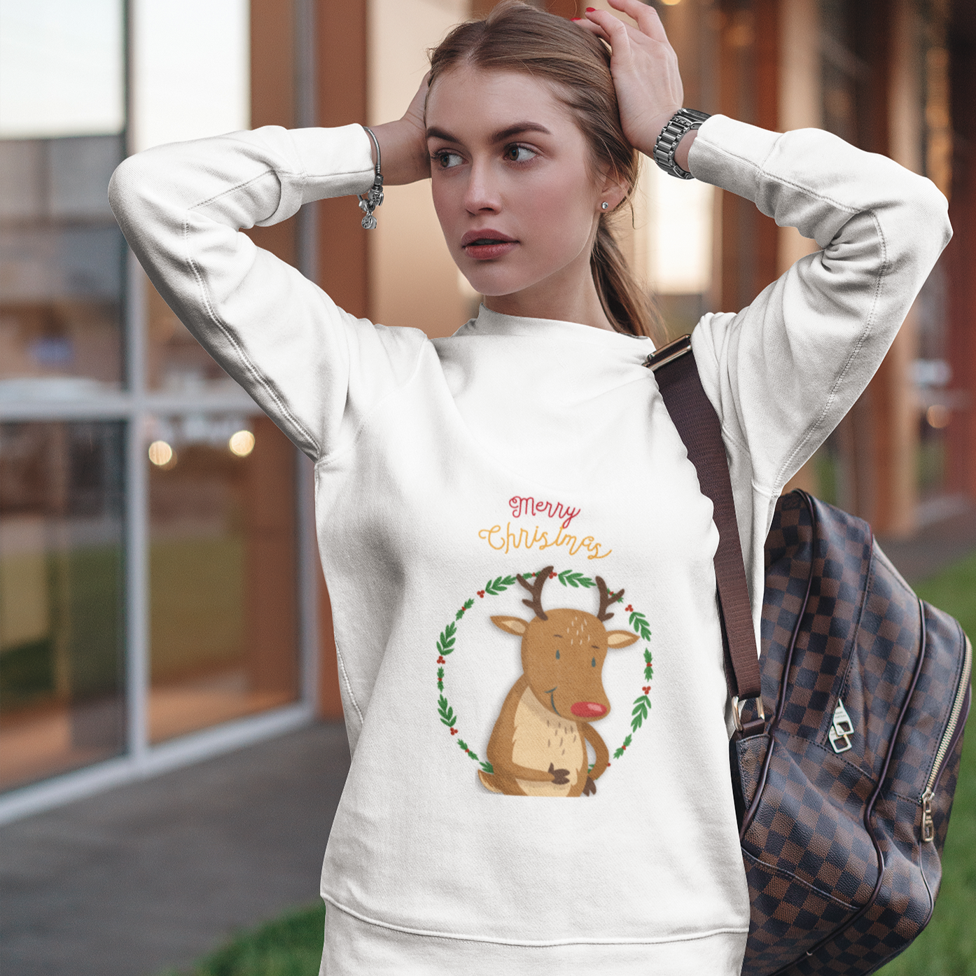 Reindeer Crewneck Sweatshirt for Women